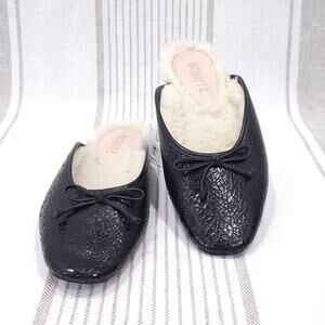 SCHUTZ Evelin Ballet Flats Sz 6 Black Patent Leather Coquette Slides Mules
